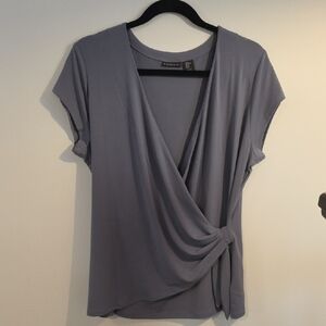 Tahari Dusty Lavender Wrap-Style Short Sleeve Top